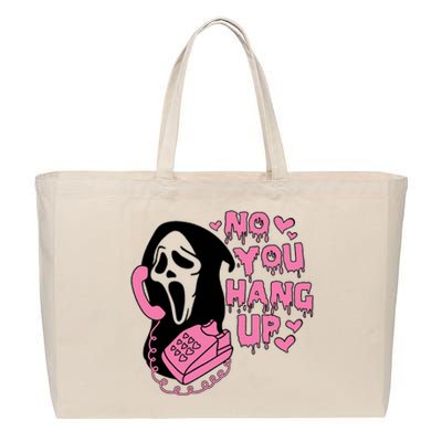 Horror Characters Ghost Face Graphic No You Hang Up Cotton Canvas Jumbo Tote