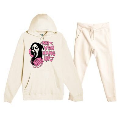 Horror Characters Ghost Face Graphic No You Hang Up Premium Hooded Sweatsuit Set