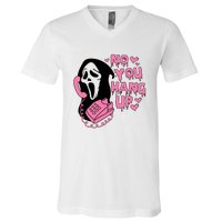 Horror Characters Ghost Face Graphic No You Hang Up V-Neck T-Shirt