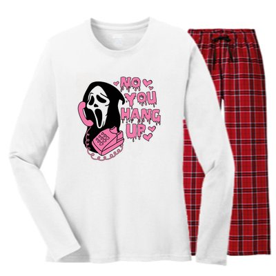 Horror Characters Ghost Face Graphic No You Hang Up Women's Long Sleeve Flannel Pajama Set 