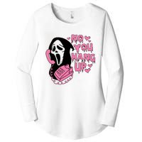 Horror Characters Ghost Face Graphic No You Hang Up Women's Perfect Tri Tunic Long Sleeve Shirt