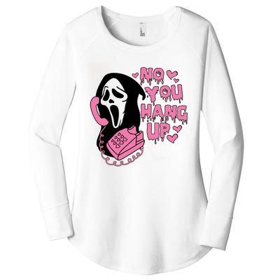 Horror Characters Ghost Face Graphic No You Hang Up Women's Perfect Tri Tunic Long Sleeve Shirt