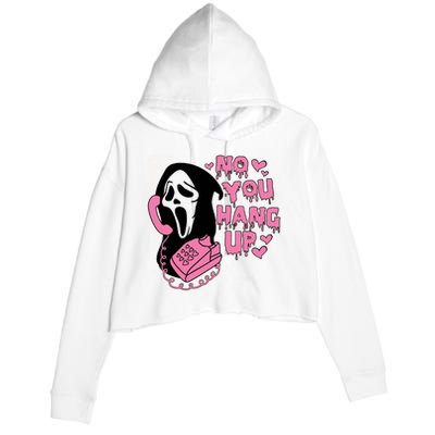 Horror Characters Ghost Face Graphic No You Hang Up Crop Fleece Hoodie