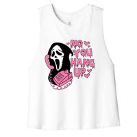 Horror Characters Ghost Face Graphic No You Hang Up Women's Racerback Cropped Tank