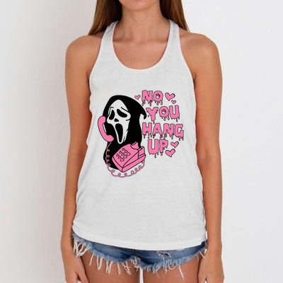 Horror Characters Ghost Face Graphic No You Hang Up Women's Knotted Racerback Tank