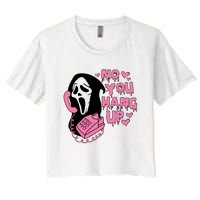 Horror Characters Ghost Face Graphic No You Hang Up Women's Crop Top Tee