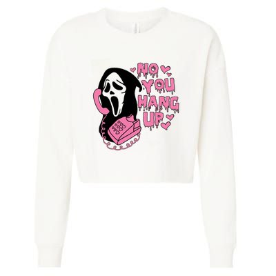 Horror Characters Ghost Face Graphic No You Hang Up Cropped Pullover Crew