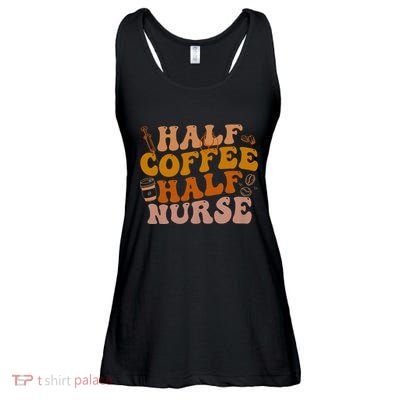 Half Coffee Half Nurse Groovy Colors Rn Lpn Medical Staffs Ladies Essential Flowy Tank
