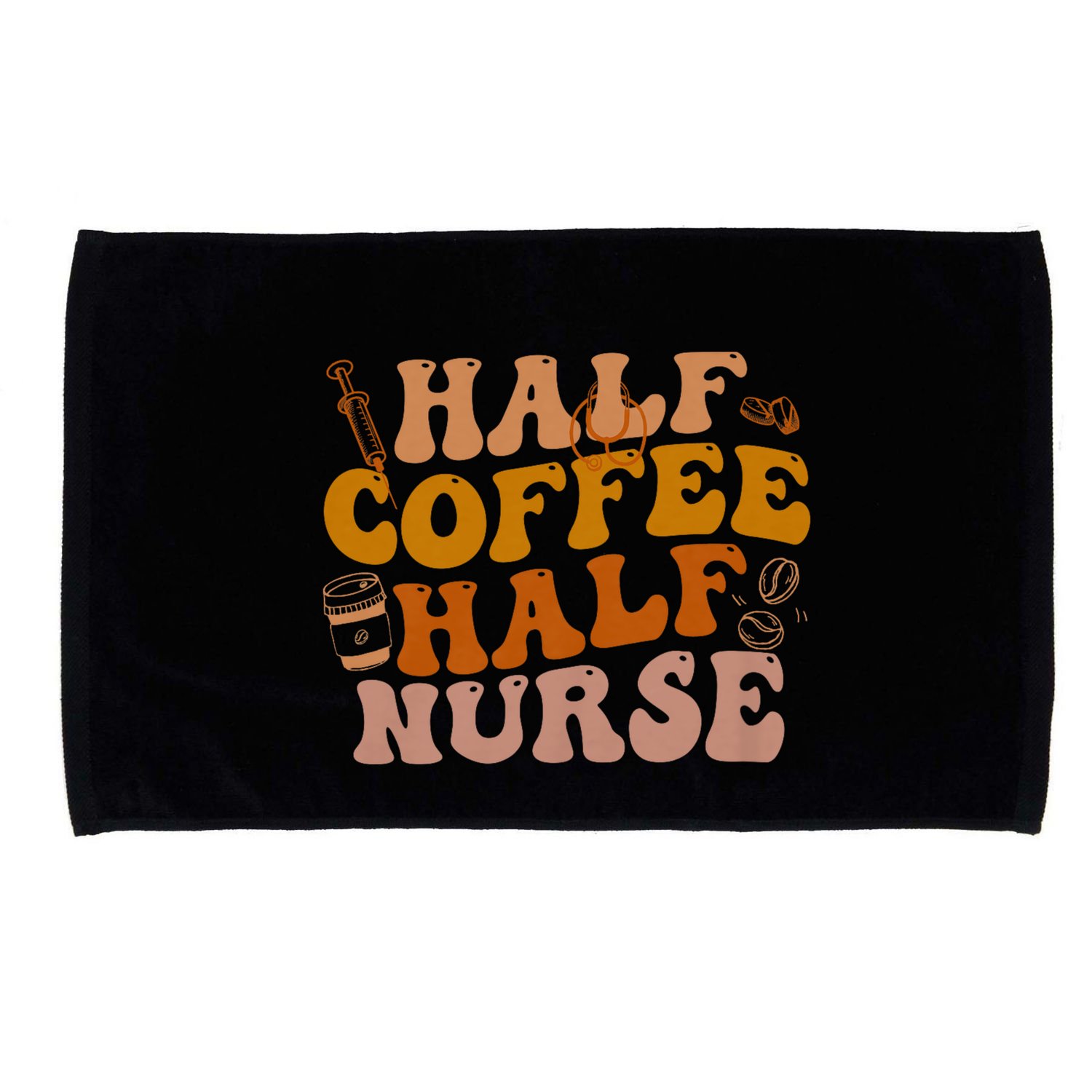 Half Coffee Half Nurse Groovy Colors Rn Lpn Medical Staffs Microfiber Hand Towel