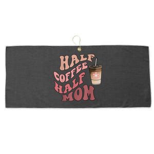 Half Coffee Half Mom Mama Needs Coffee Gifts For Mom Mama Large Microfiber Waffle Golf Towel