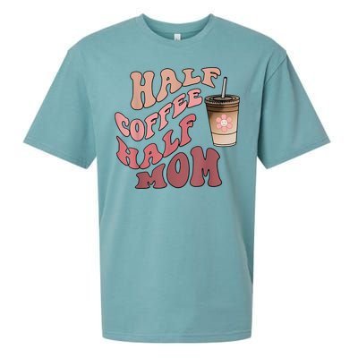 Half Coffee Half Mom Mama Needs Coffee Gifts For Mom Mama Sueded Cloud Jersey T-Shirt