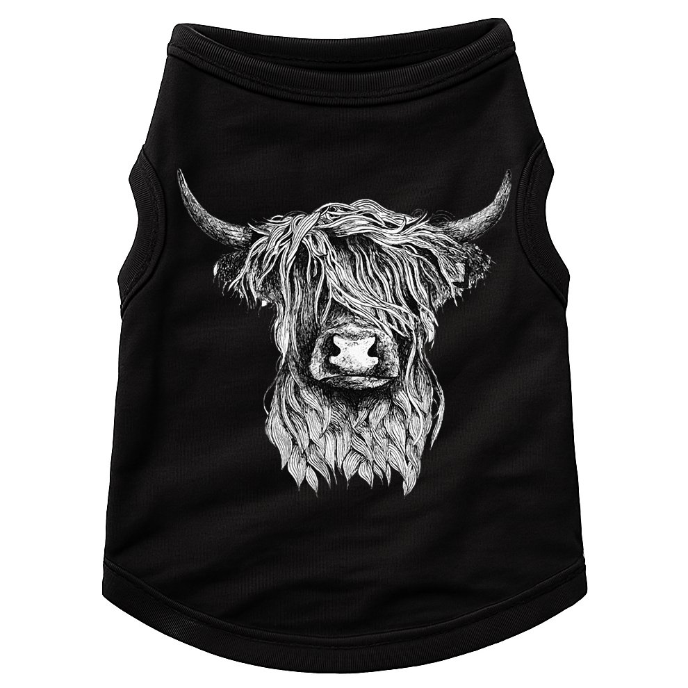 Highland Cow Hand Drawn Illustration Doggie Tank