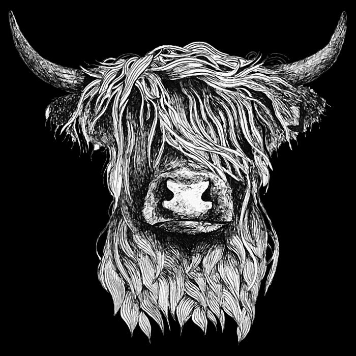 Highland Cow Hand Drawn Illustration Cooling Performance Crew T-Shirt