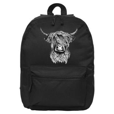 Highland Cow Hand Drawn Illustration 16 in Basic Backpack