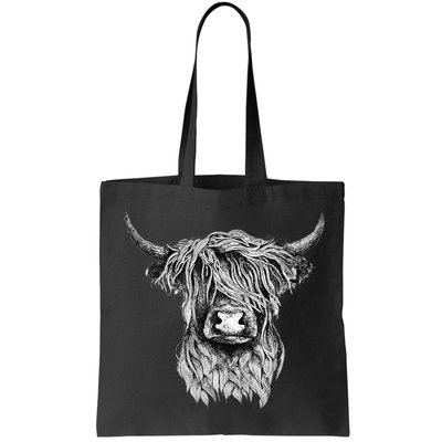 Highland Cow Hand Drawn Illustration Bag