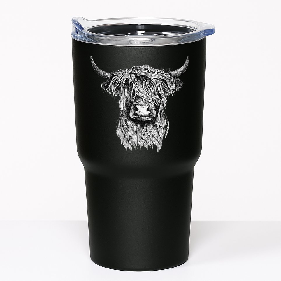 Highland Cow Hand Drawn Illustration Tumbler