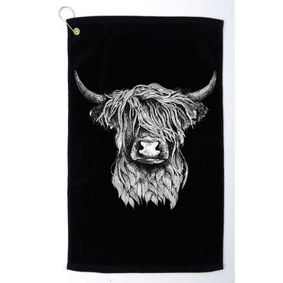 Highland Cow Hand Drawn Illustration Golf Towel