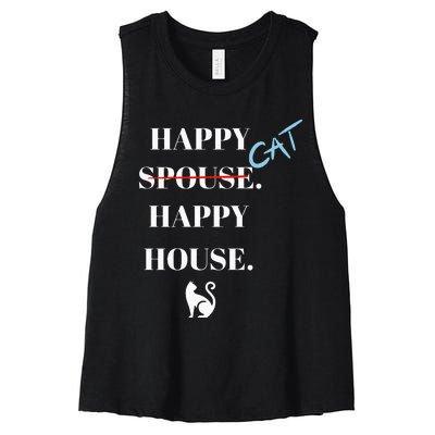 Happy Cat Happy House Women's Racerback Cropped Tank