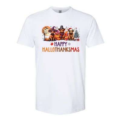 Highland Cow Halloween Christmas Thanksgiving Hallothanksmas Softstyle CVC T-Shirt