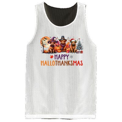 Highland Cow Halloween Christmas Thanksgiving Hallothanksmas Mesh Reversible Basketball Jersey Tank