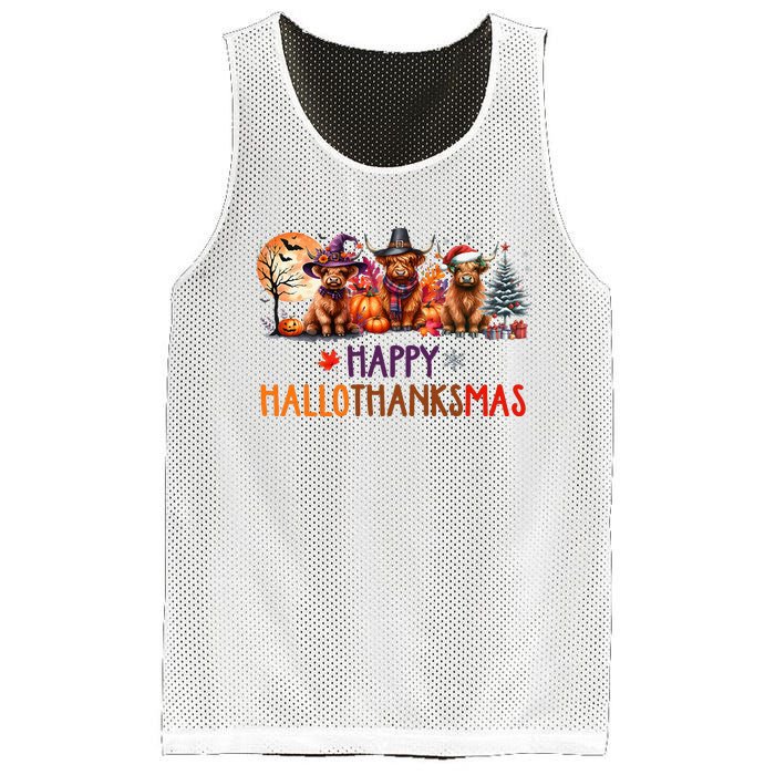 Highland Cow Halloween Christmas Thanksgiving Hallothanksmas Mesh Reversible Basketball Jersey Tank