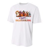 Highland Cow Halloween Christmas Thanksgiving Hallothanksmas Performance Sprint T-Shirt