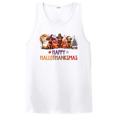 Highland Cow Halloween Christmas Thanksgiving Hallothanksmas PosiCharge Competitor Tank