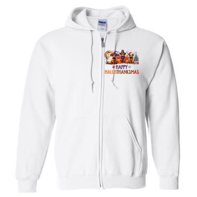 Highland Cow Halloween Christmas Thanksgiving Hallothanksmas Full Zip Hoodie