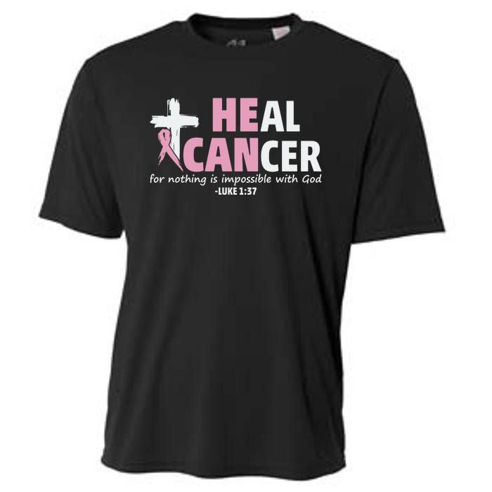 He Can Heal Cancer Breast Cancer Awareness Cooling Performance Crew T-Shirt