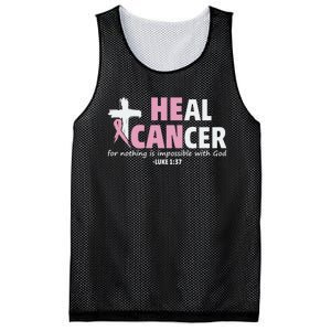 He Can Heal Cancer Breast Cancer Awareness Mesh Reversible Basketball Jersey Tank