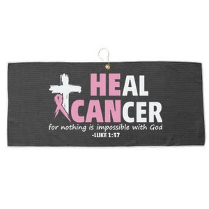 He Can Heal Cancer Breast Cancer Awareness Large Microfiber Waffle Golf Towel