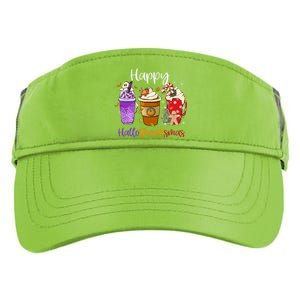 Happy Chirtmas Hallothanksmas Coffee Latte Halloween Thanksgiving Gift Adult Drive Performance Visor