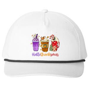 Happy Chirtmas Hallothanksmas Coffee Latte Halloween Thanksgiving Gift Snapback Five-Panel Rope Hat