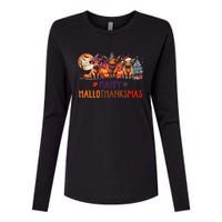 Highland Cow Halloween Christmas Thanksgiving Hallothanksmas Womens Cotton Relaxed Long Sleeve T-Shirt