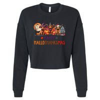 Highland Cow Halloween Christmas Thanksgiving Hallothanksmas Cropped Pullover Crew