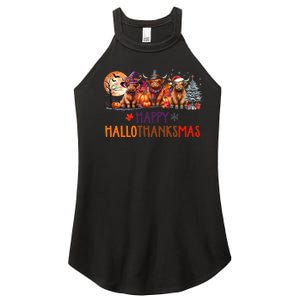 Highland Cow Halloween Christmas Thanksgiving Hallothanksmas Women's Perfect Tri Rocker Tank