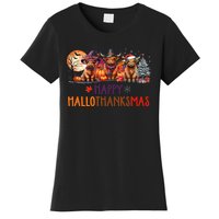 Highland Cow Halloween Christmas Thanksgiving Hallothanksmas Women's T-Shirt