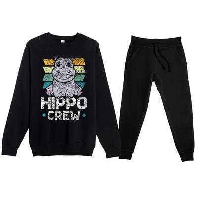 Hippo Crew Hippos Cute Saying Hippopotamus Hippo Premium Crewneck Sweatsuit Set