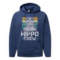 Hippo Crew Hippos Cute Saying Hippopotamus Hippo Performance Fleece Hoodie