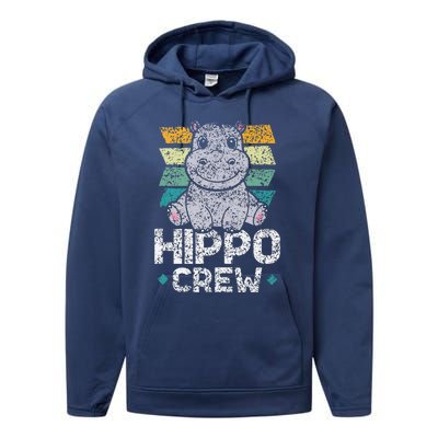 Hippo Crew Hippos Cute Saying Hippopotamus Hippo Performance Fleece Hoodie