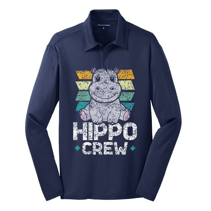 Hippo Crew Hippos Cute Saying Hippopotamus Hippo Silk Touch Performance Long Sleeve Polo