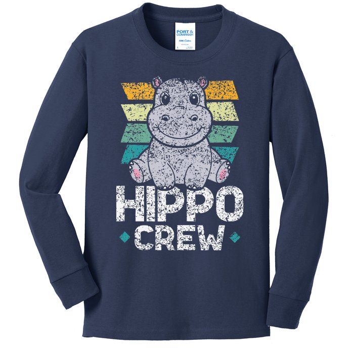 Hippo Crew Hippos Cute Saying Hippopotamus Hippo Kids Long Sleeve Shirt