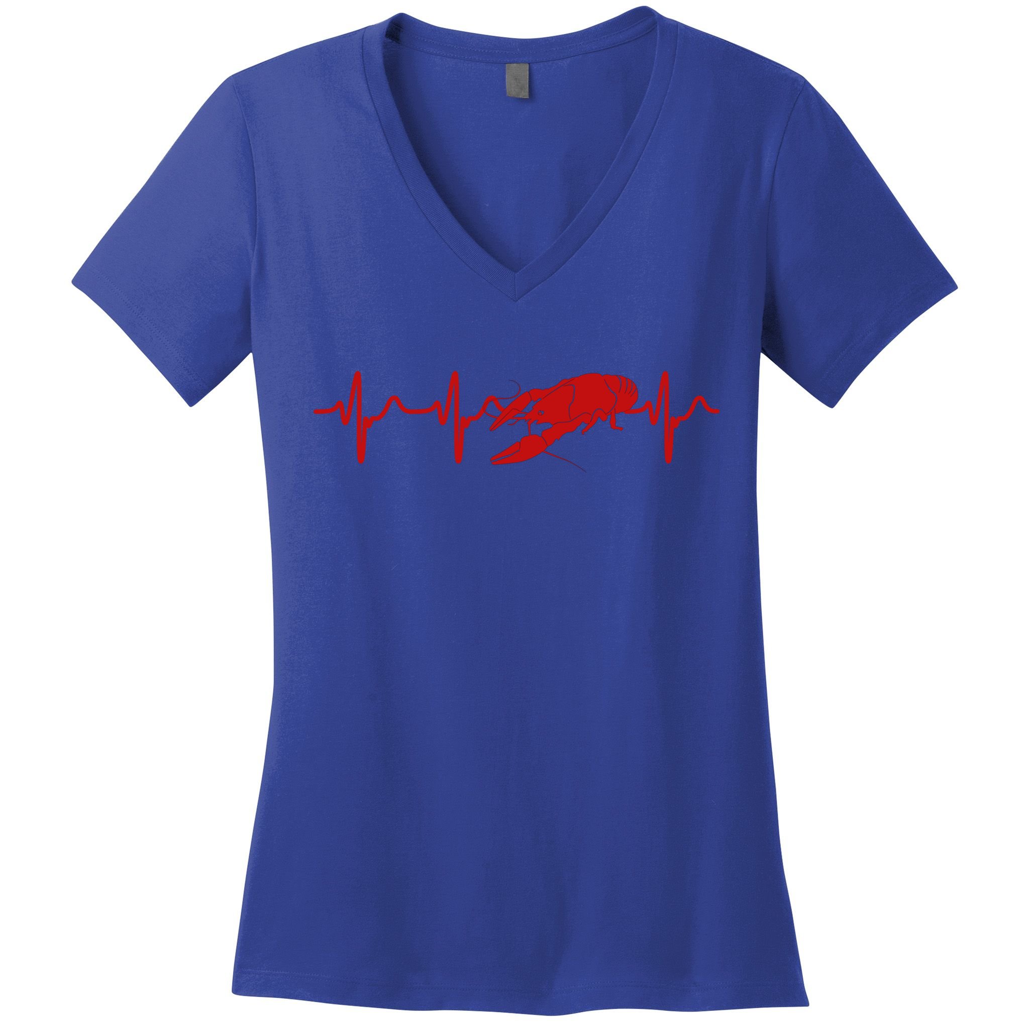 Heartbeat Crawfish Heart Frequency Boil Crew Lobster Season Meaningful Gift Women's V-Neck T-Shirt