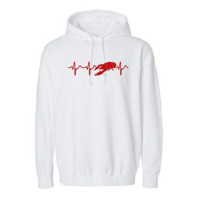 Heartbeat Crawfish Heart Frequency Boil Crew Lobster Season Meaningful Gift Garment-Dyed Fleece Hoodie