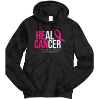 He Can Heal Cancer Pink Ribbon Breast Cancer Awareness Tie Dye Hoodie