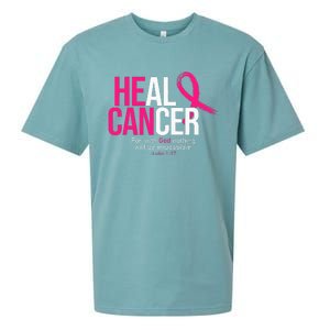 He Can Heal Cancer Pink Ribbon Breast Cancer Awareness Sueded Cloud Jersey T-Shirt