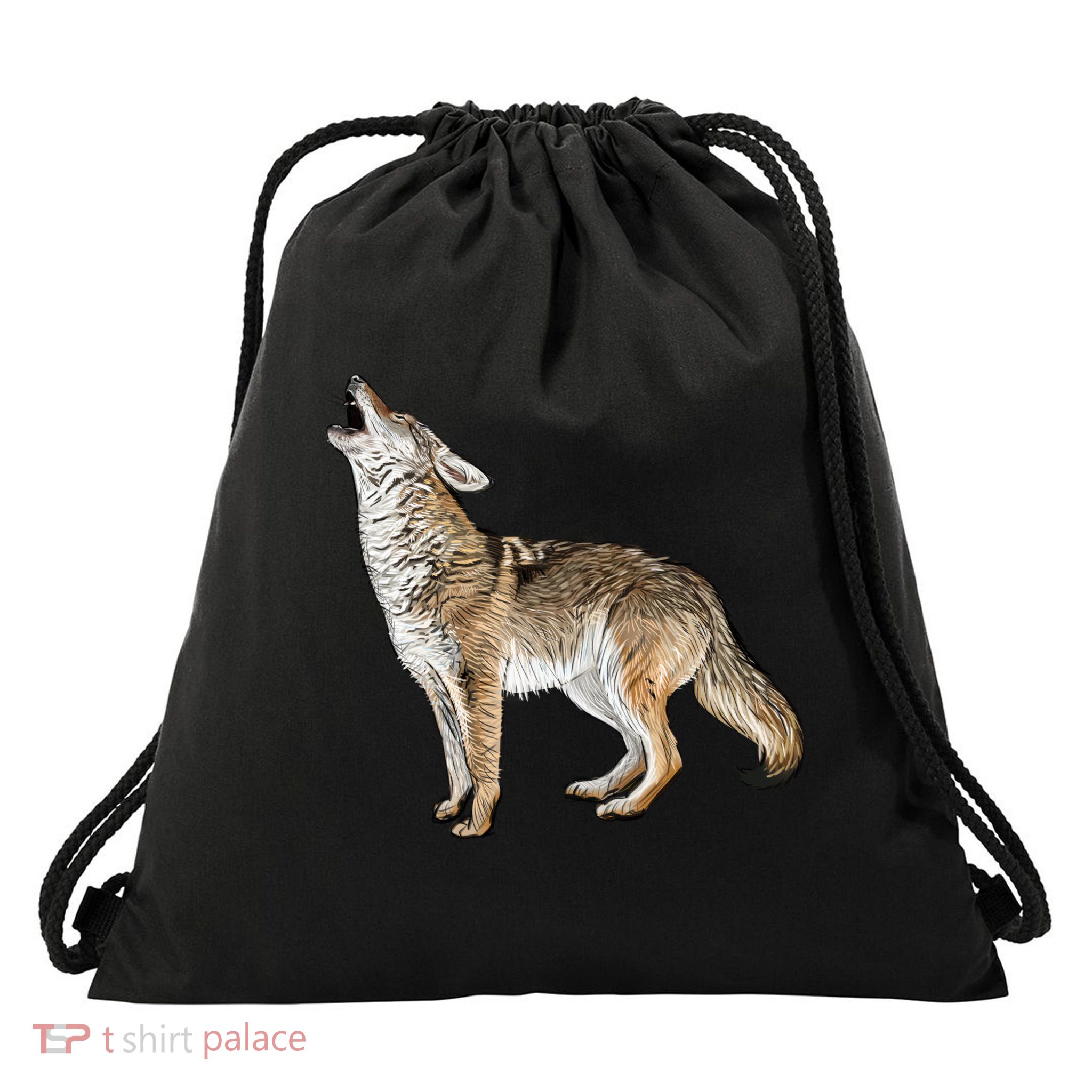 Howling Coyote Drawstring Bag