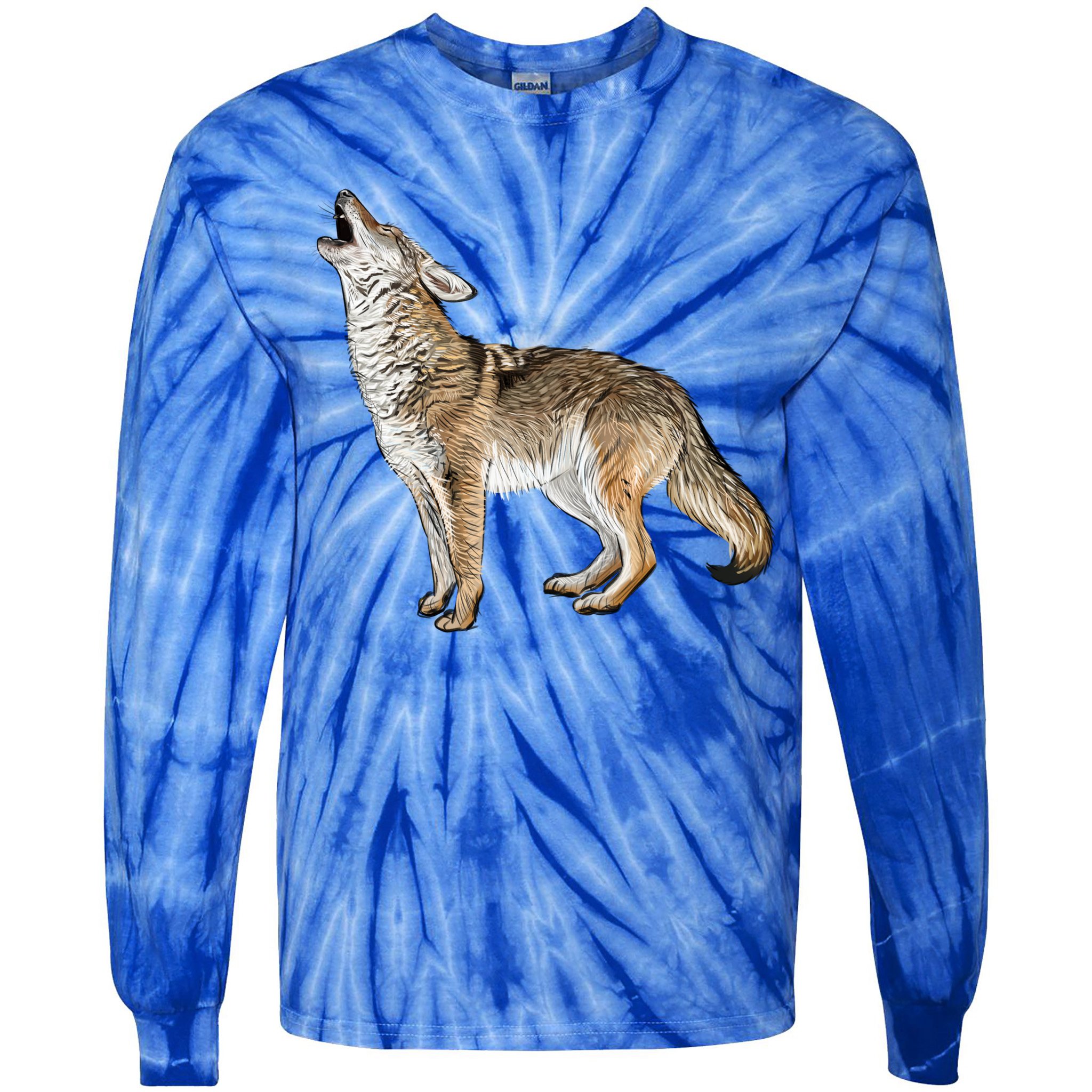 Howling Coyote Tie-Dye Long Sleeve Shirt