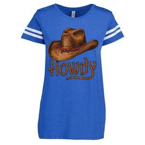 Howdy Cow Hat Howdy Rodeo Western Country Southern Enza Ladies Jersey Football T-Shirt