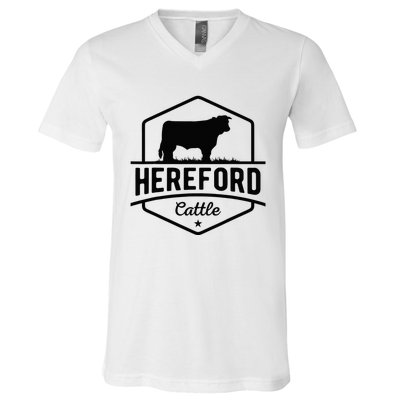 Hereford Cattle Hereford Cow For Cattle Farmer V-Neck T-Shirt